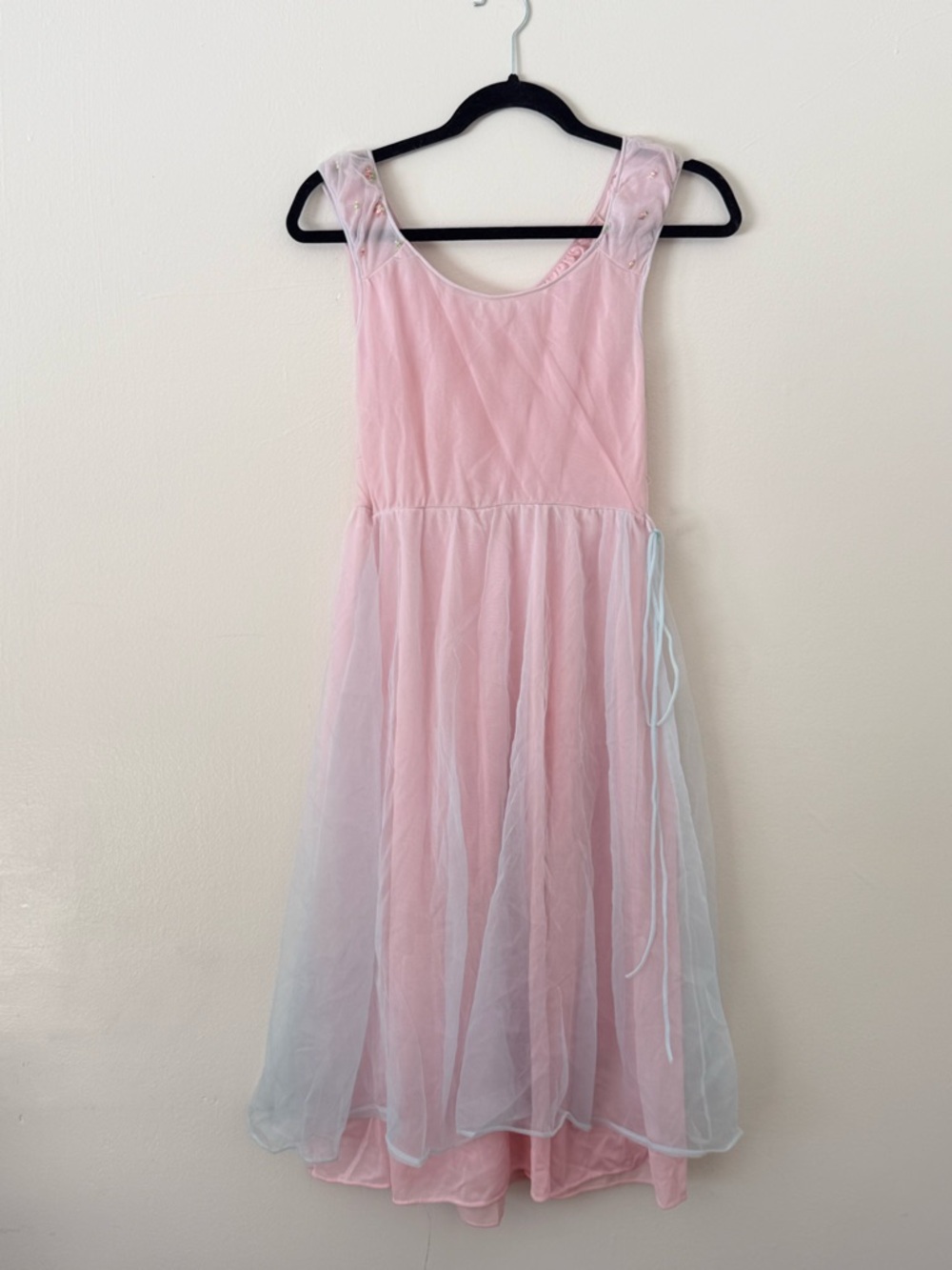 Vintage Gmc Nightgown Coquette Pink & Blue Pastel Ditsy Floral Embroidered XS - Picture 7 of 13